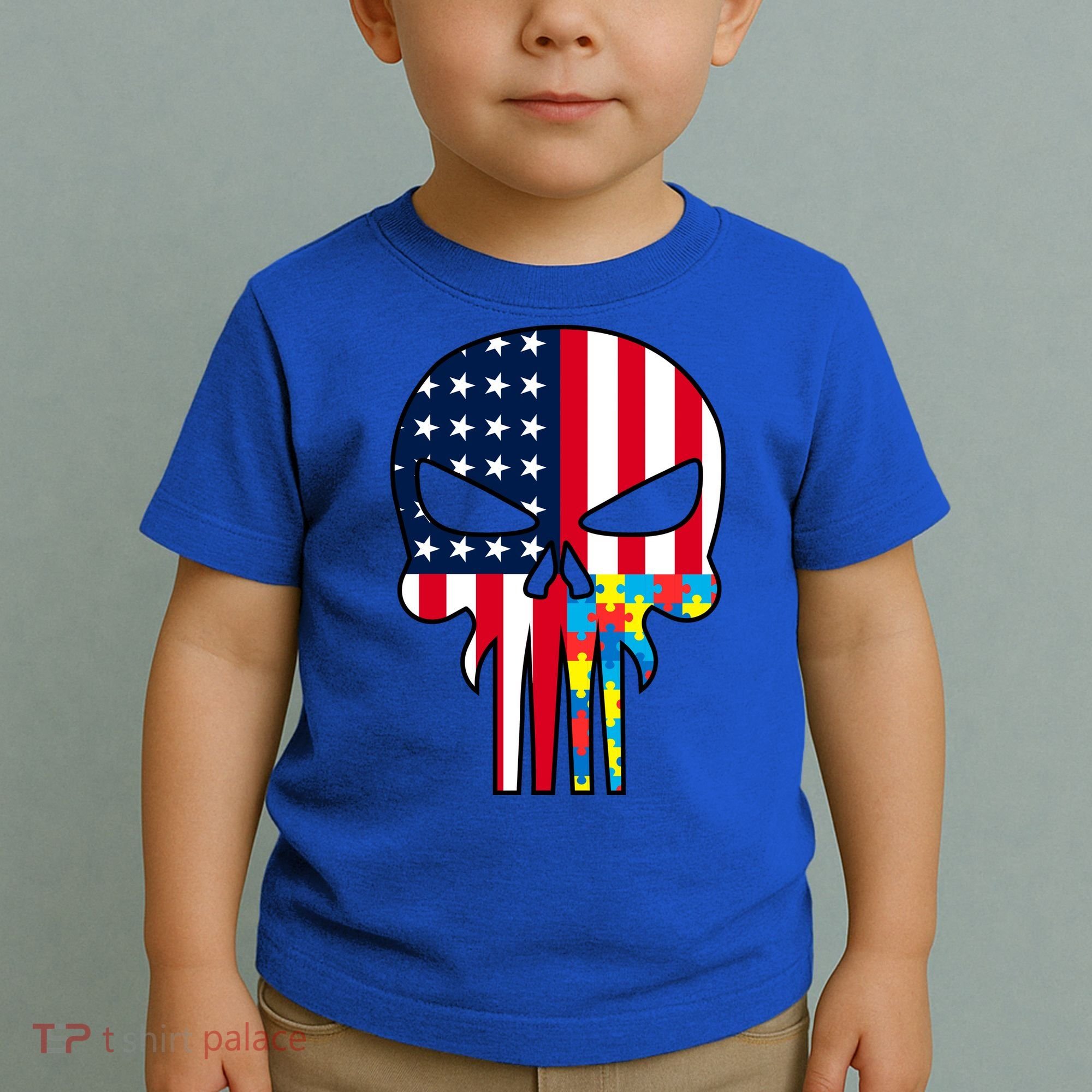 Autism Awareness American Skull Toddler T-Shirt