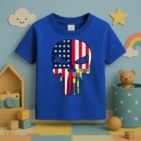 Autism Awareness American Skull Toddler T-Shirt thumb 3