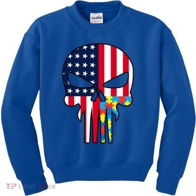 Autism Awareness American Skull Kids Sweatshirt