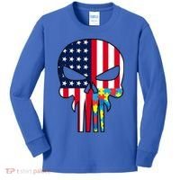 Autism Awareness American Skull Kids Long Sleeve Shirt thumb 0