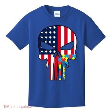 Autism Awareness American Skull Kids T-Shirt