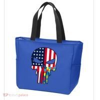 Autism Awareness American Skull Tote Bag thumb 3