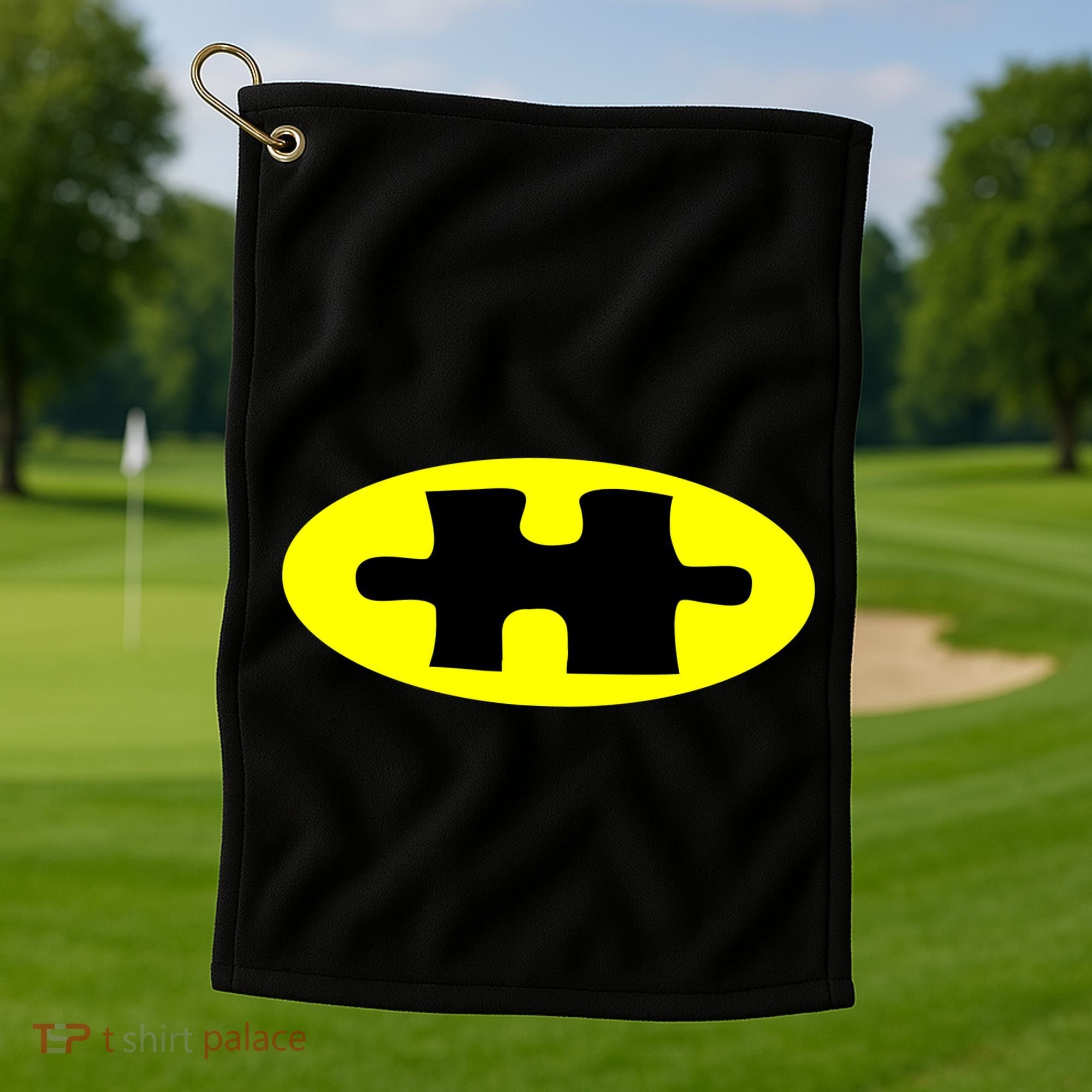 Autism Awareness Bat Puzzle Logo Golf Towel