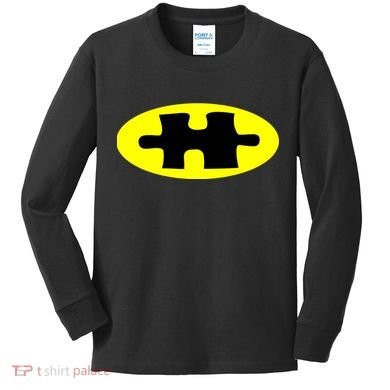Autism Awareness Bat Puzzle Logo Kids Long Sleeve Shirt