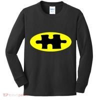 Autism Awareness Bat Puzzle Logo Kids Long Sleeve Shirt thumb 0