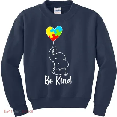 Autism Awareness Be Kind Elephant Kids Sweatshirt