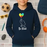 Autism Awareness Be Kind Elephant Kids Hoodie thumb 2