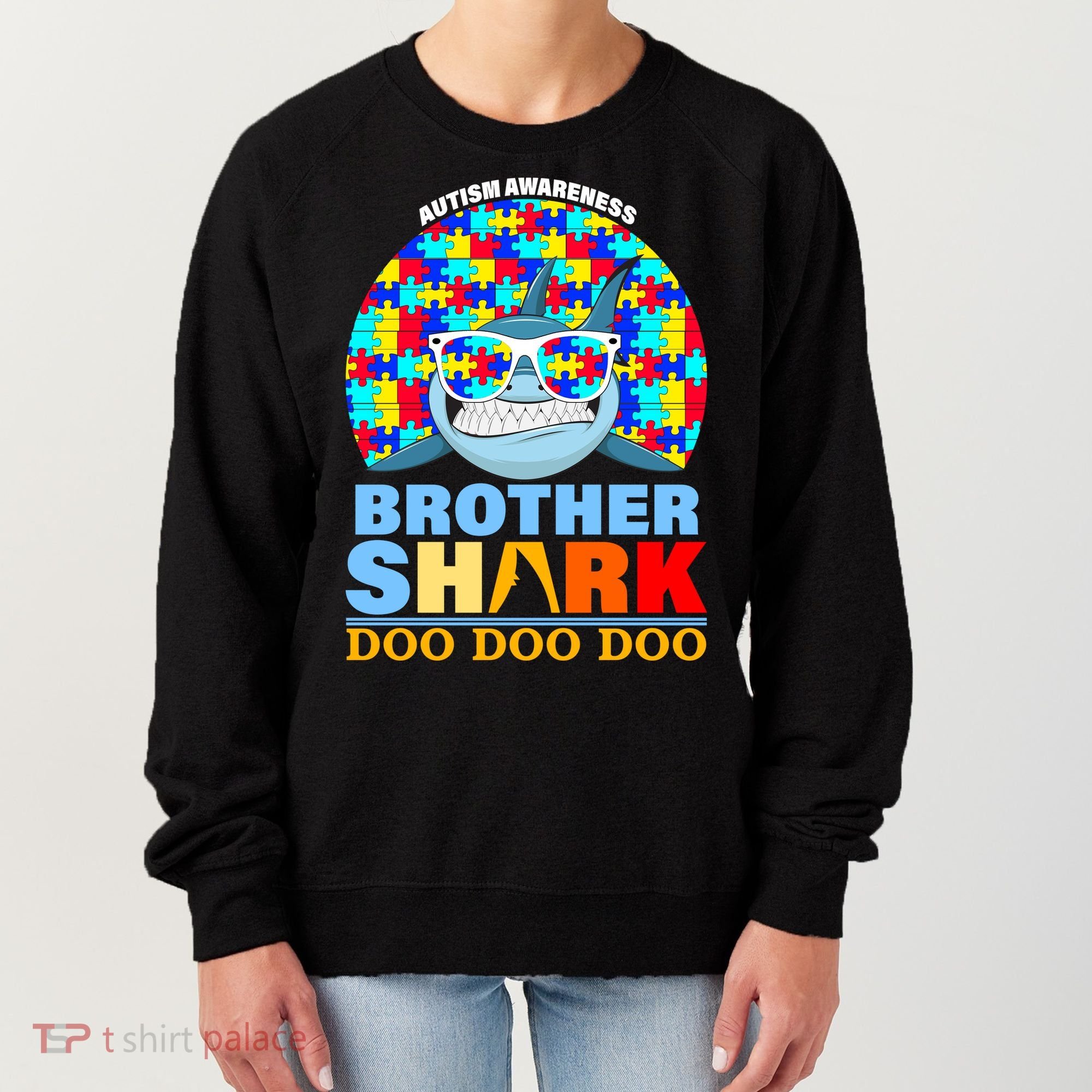Autism Awareness Brother Shark Puzzles Women's Sweatshirt