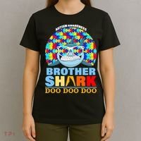 Autism Awareness Brother Shark Puzzles T-Shirt thumb 4