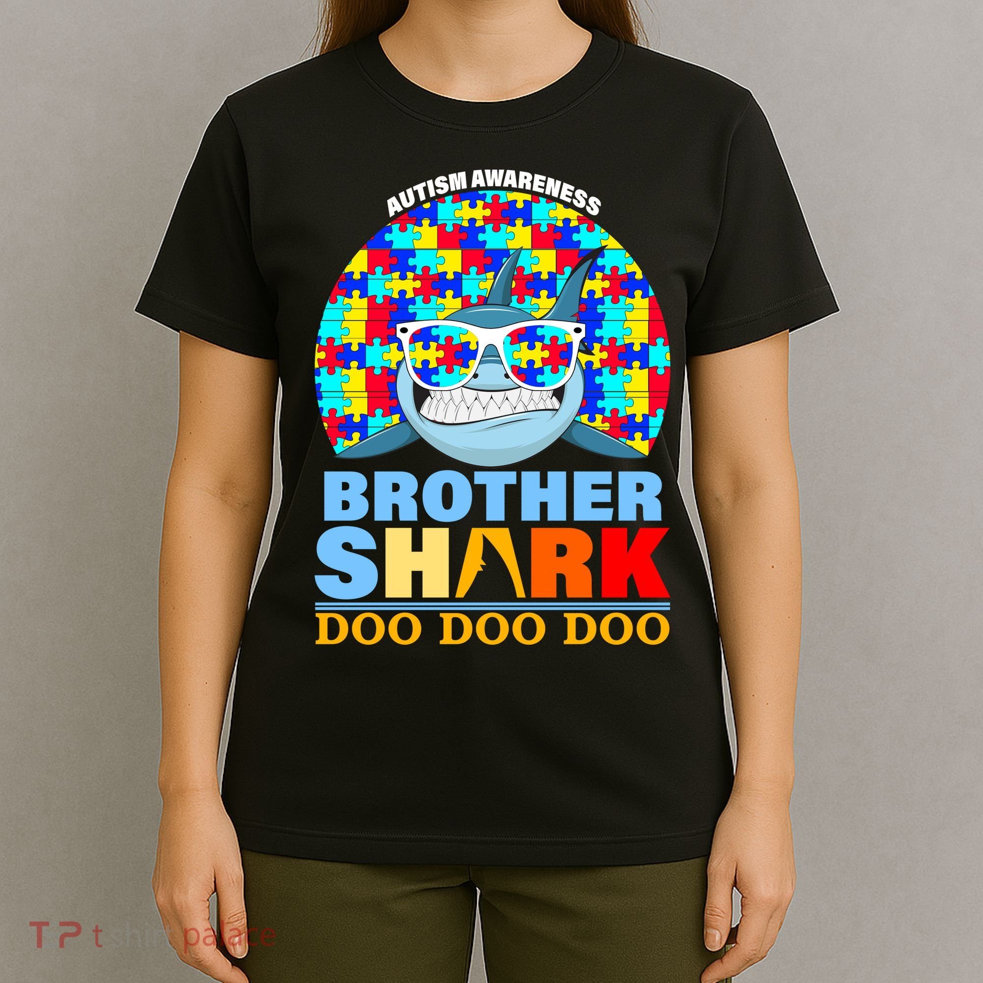 Autism Awareness Brother Shark Puzzles T-Shirt