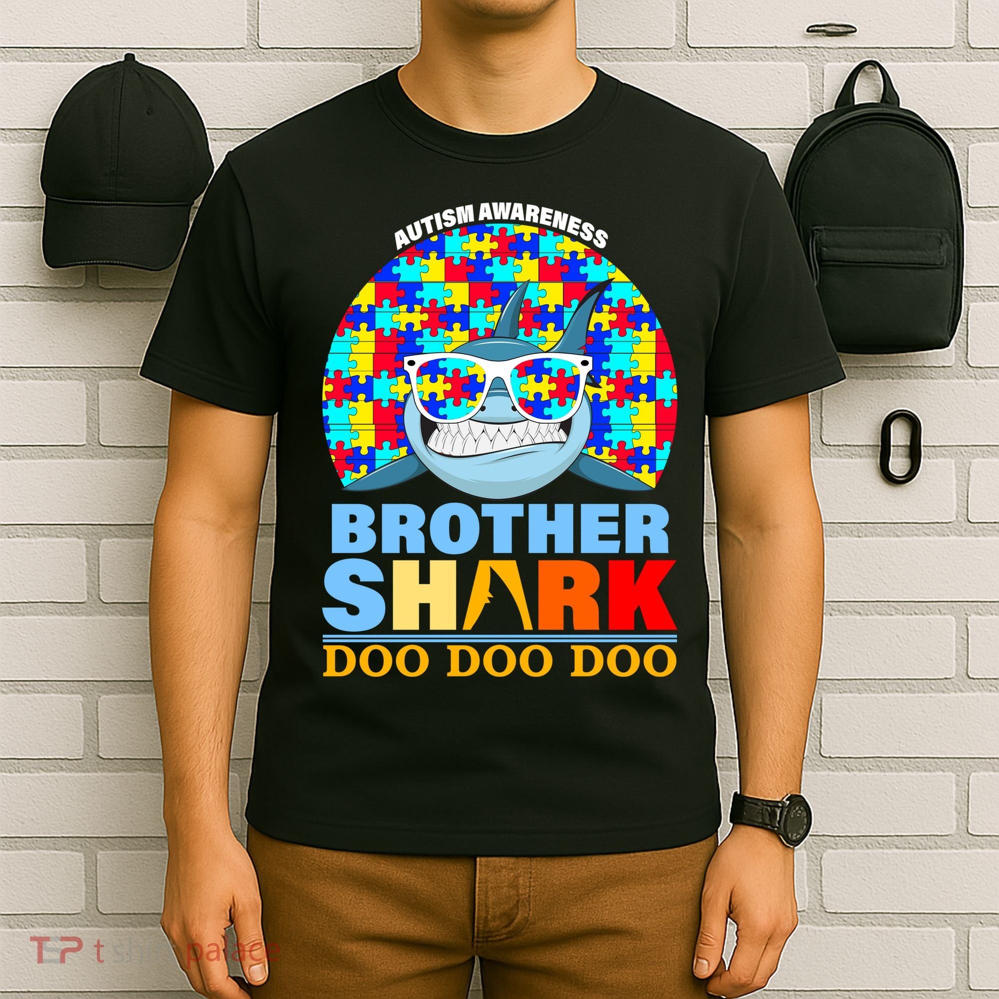 Autism Awareness Brother Shark Puzzles T-Shirt