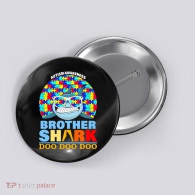 Autism Awareness Brother Shark Puzzles Button