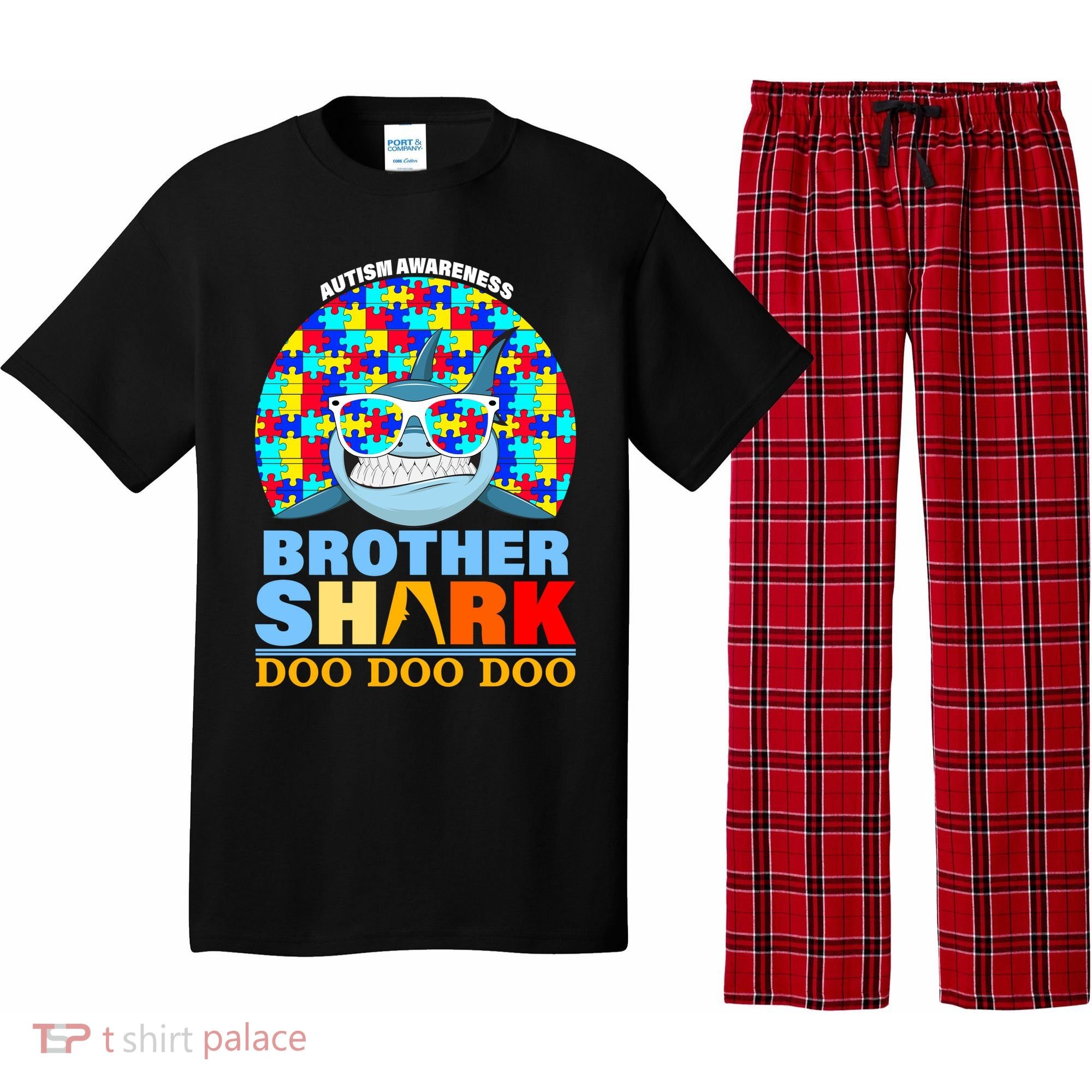 Autism Awareness Brother Shark Puzzles Pajama Set
