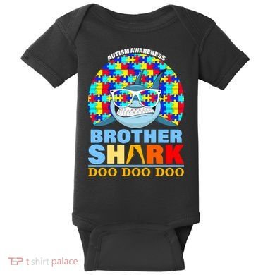 Autism Awareness Brother Shark Puzzles Baby Bodysuit