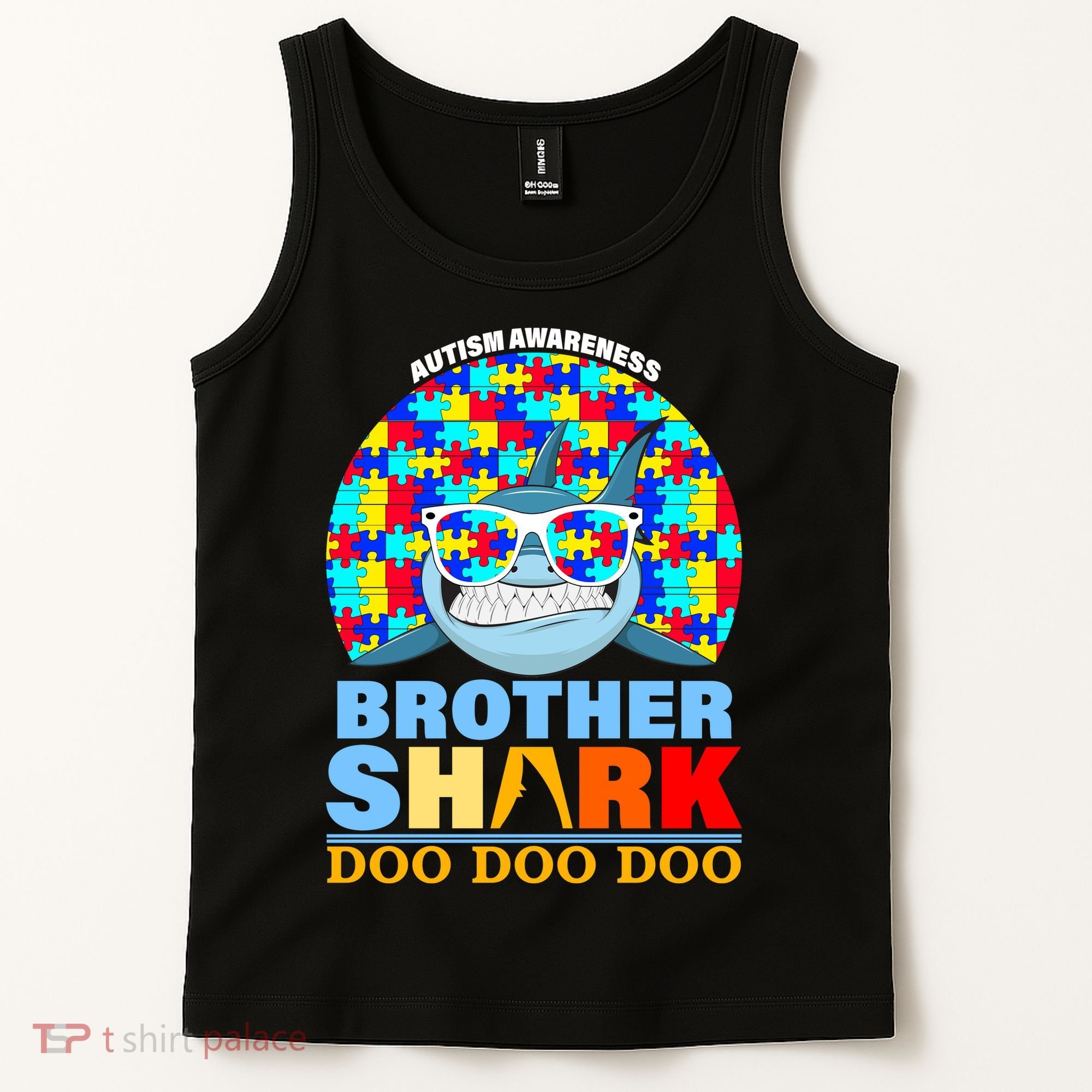 Autism Awareness Brother Shark Puzzles Tank Top