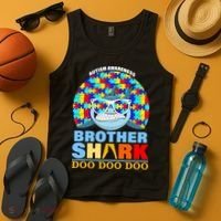 Autism Awareness Brother Shark Puzzles Tank Top thumb 4