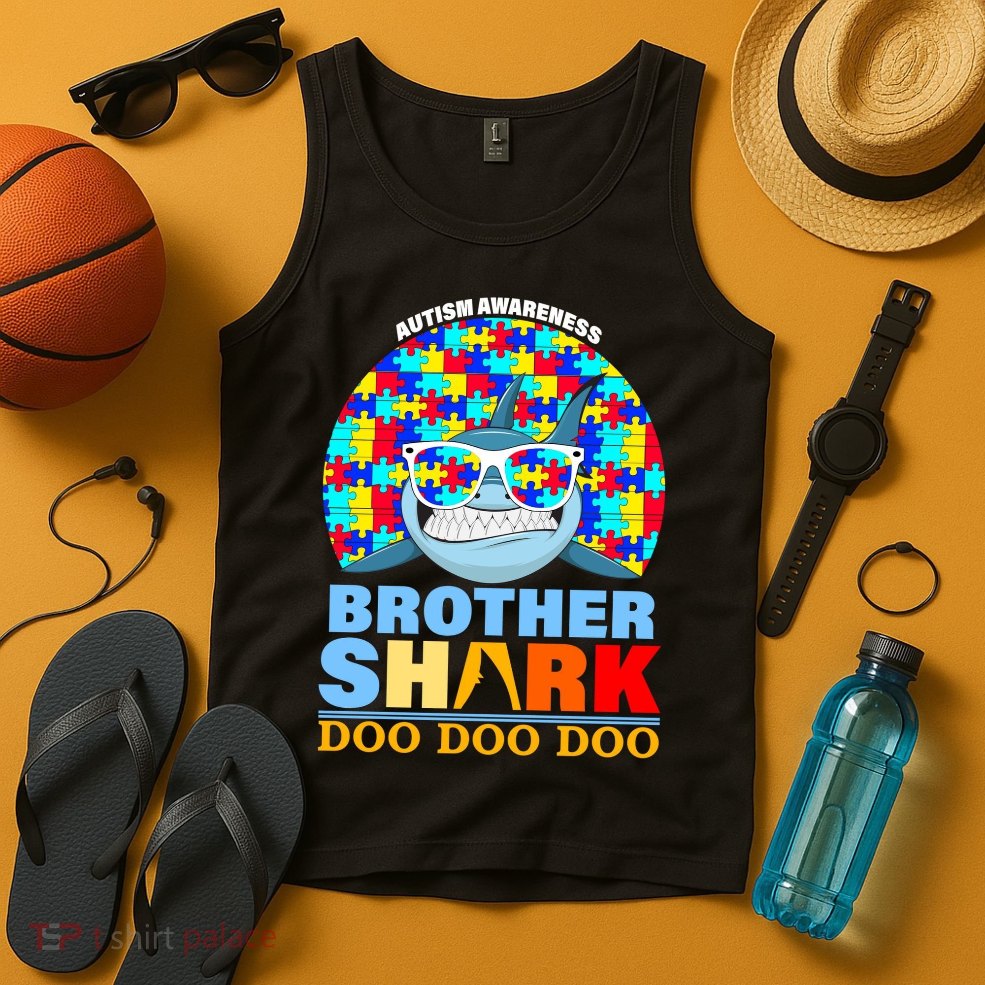 Autism Awareness Brother Shark Puzzles Tank Top