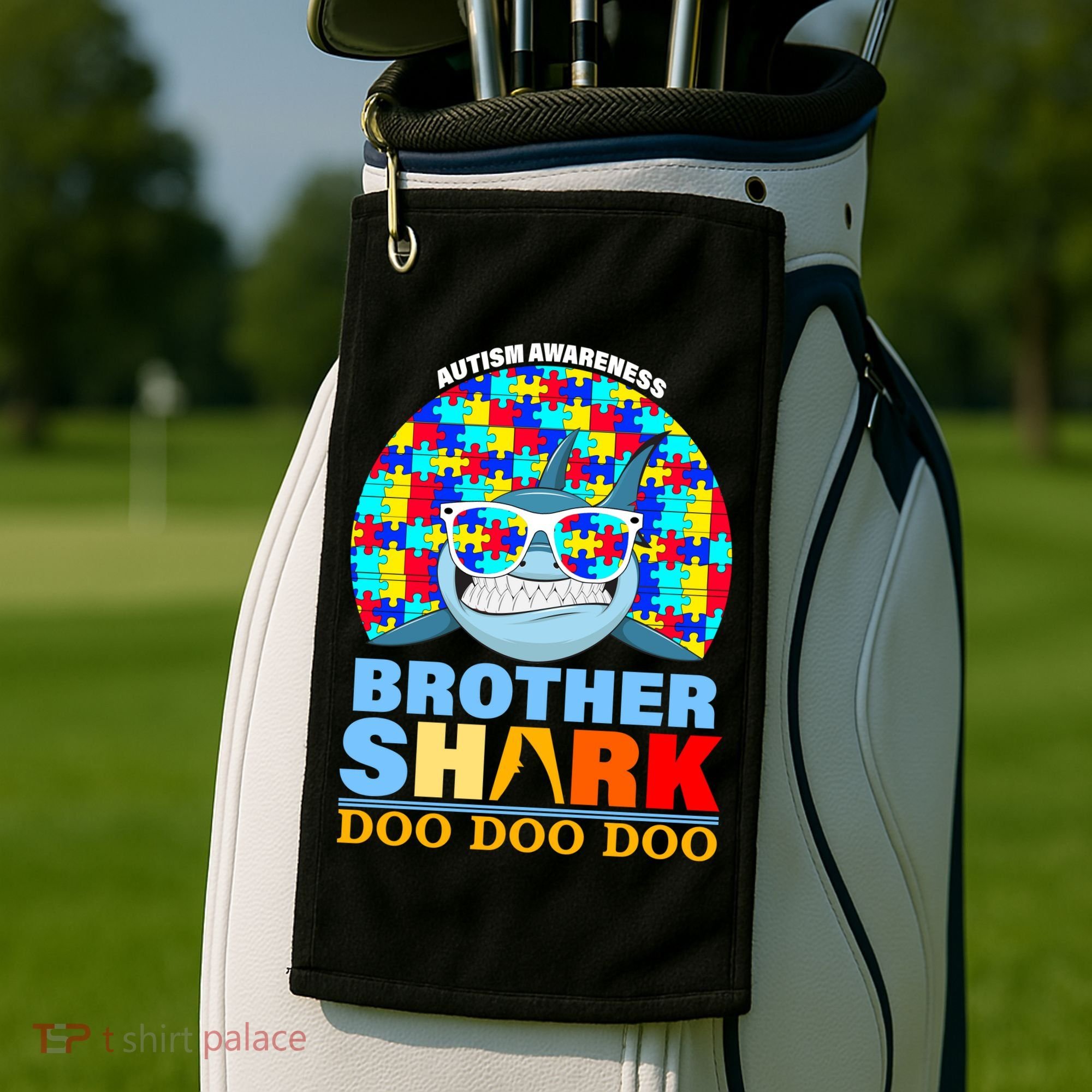 Autism Awareness Brother Shark Puzzles Golf Towel