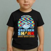 Autism Awareness Brother Shark Puzzles Toddler T-Shirt thumb 2