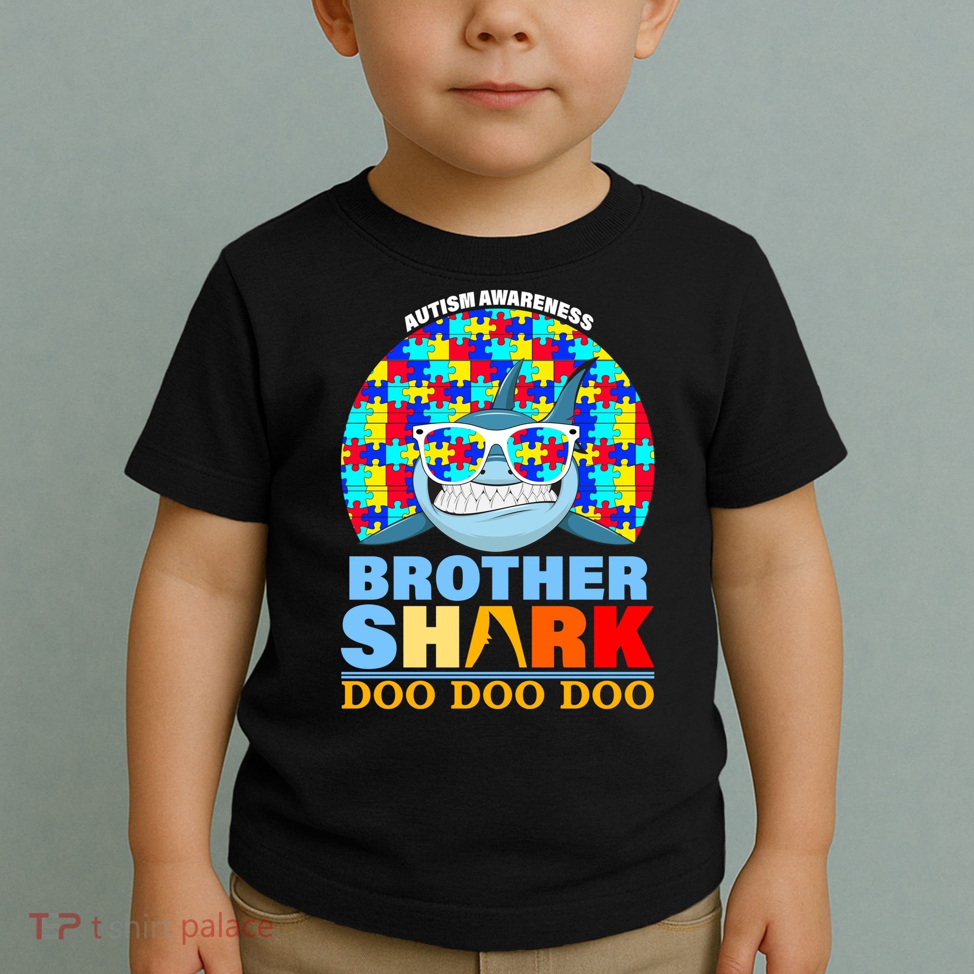 Autism Awareness Brother Shark Puzzles Toddler T-Shirt