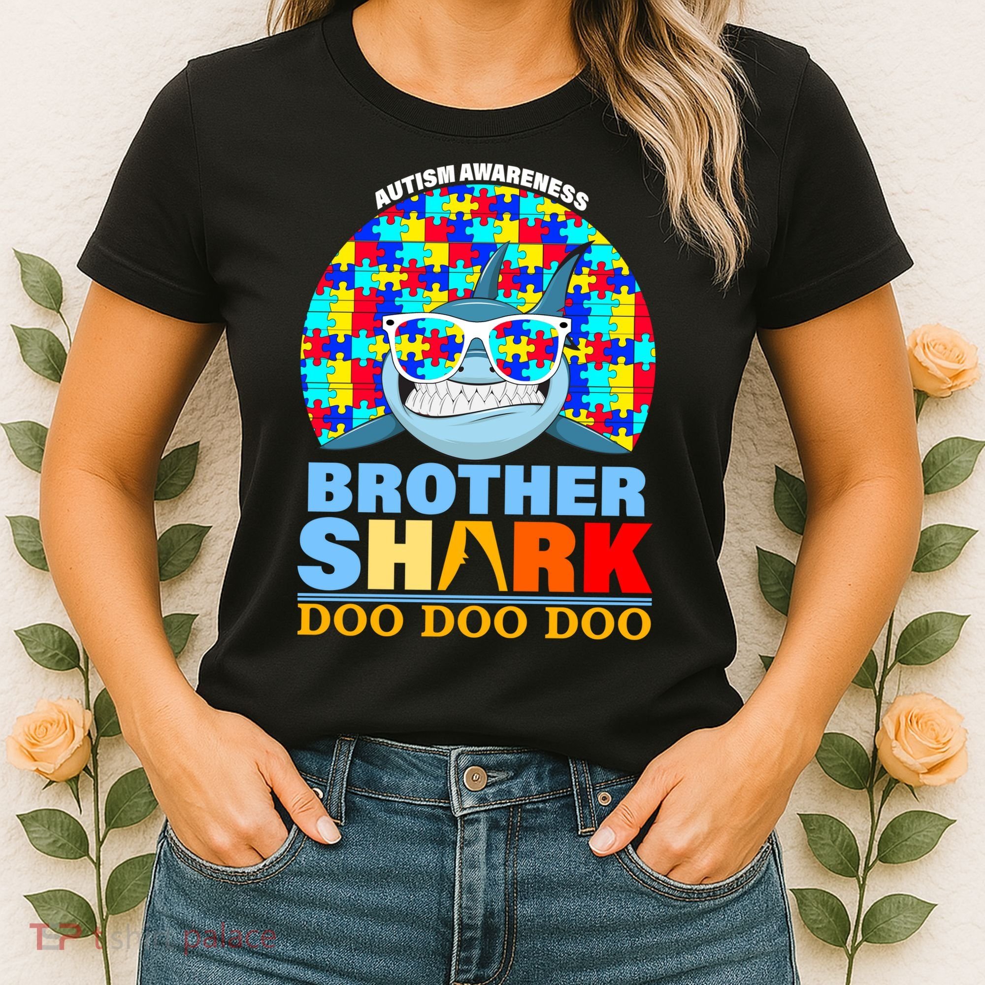 Autism Awareness Brother Shark Puzzles Women's T-Shirt