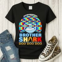 Autism Awareness Brother Shark Puzzles Women's T-Shirt thumb 3