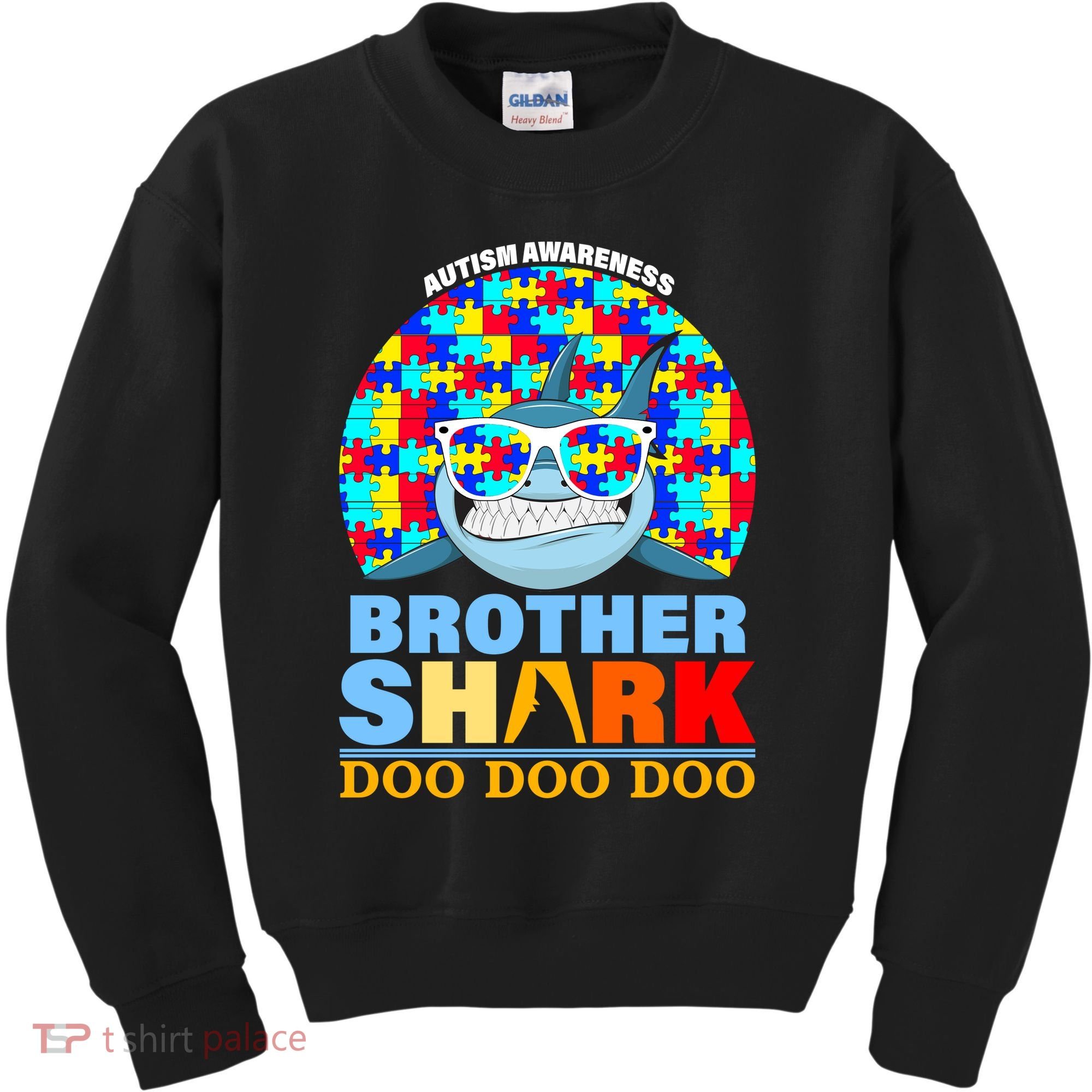 Autism Awareness Brother Shark Puzzles Kids Sweatshirt