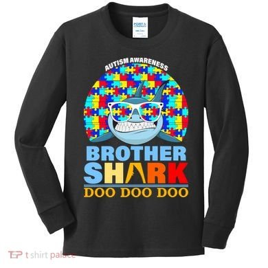 Autism Awareness Brother Shark Puzzles Kids Long Sleeve Shirt