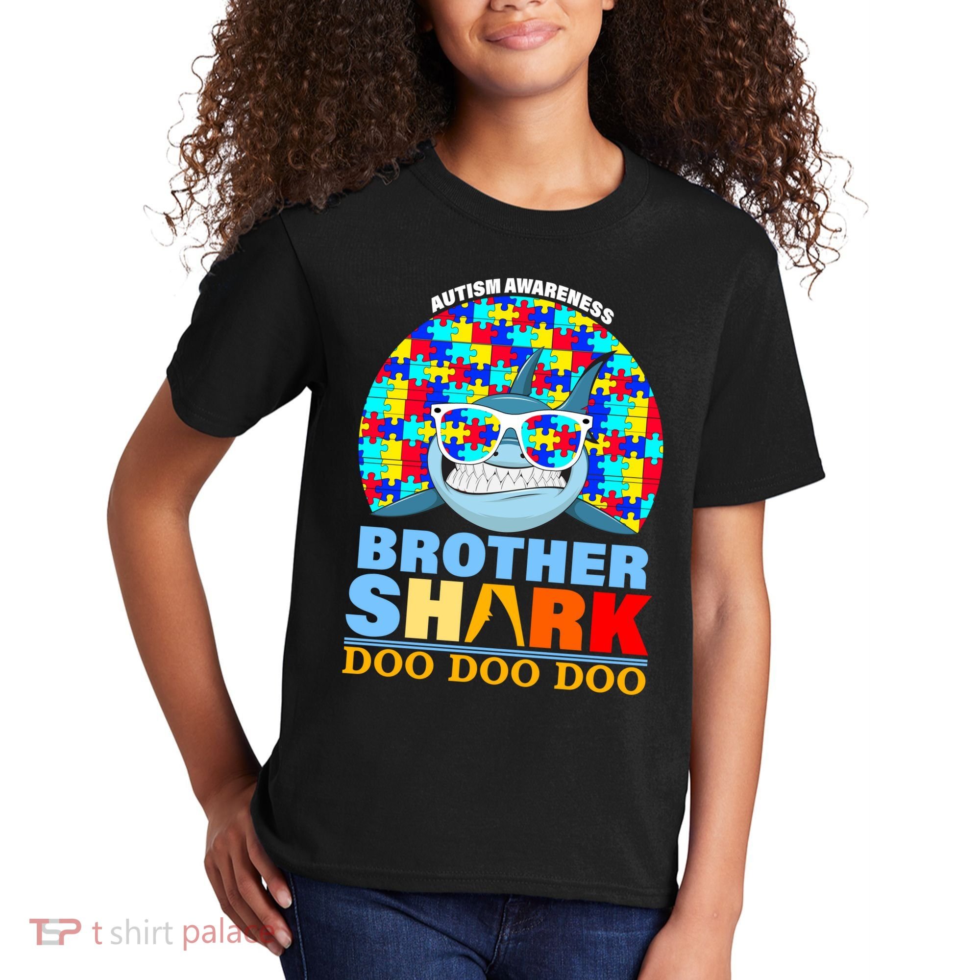 Autism Awareness Brother Shark Puzzles Kids T-Shirt