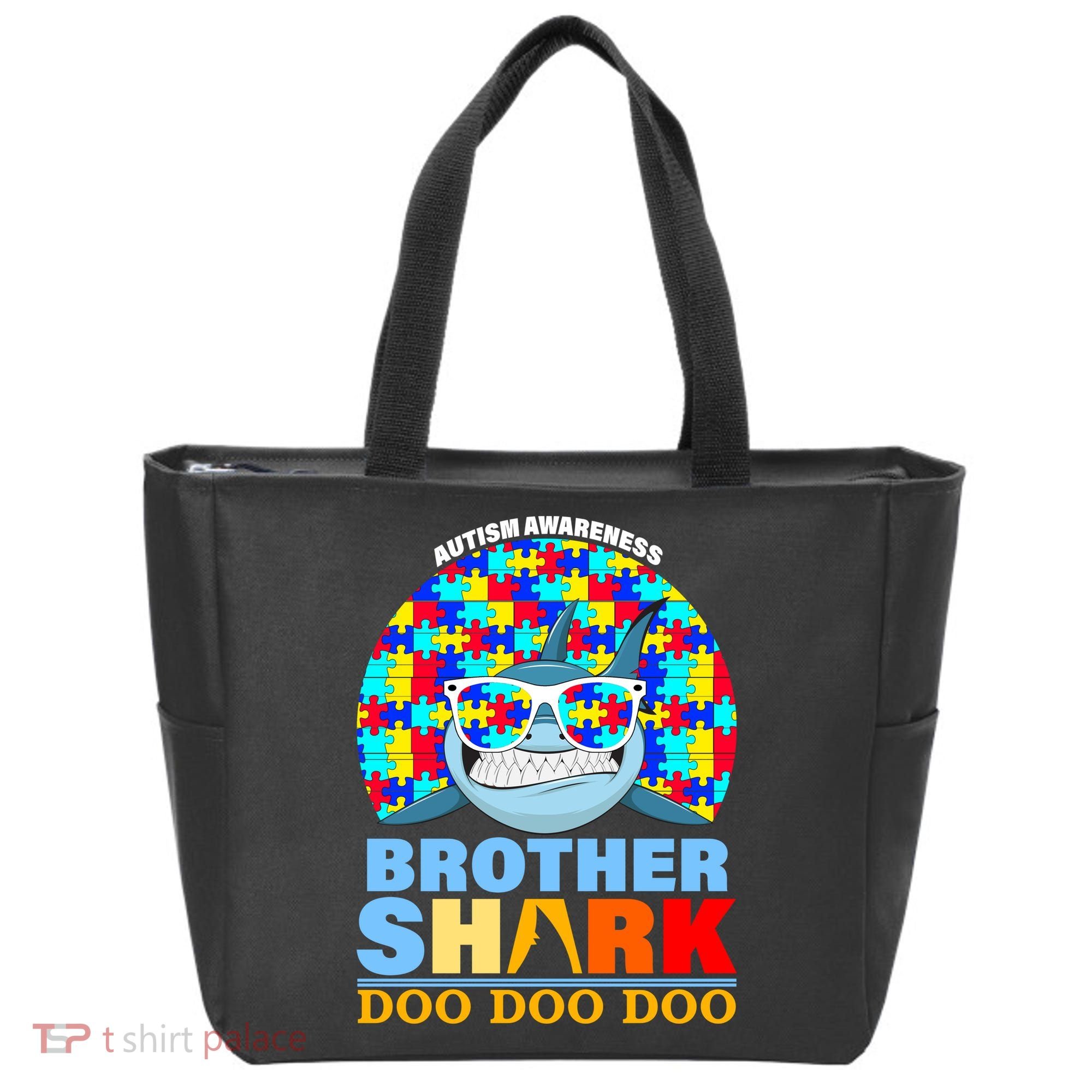 Autism Awareness Brother Shark Puzzles Tote Bag