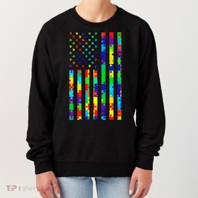 Autism Awareness Colorful Puzzle Flag Women's Sweatshirt