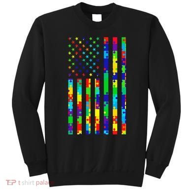 Autism Awareness Colorful Puzzle Flag Sweatshirt