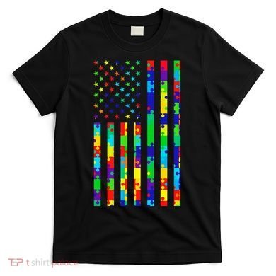 Autism Awareness Colorful Puzzle Flag T-Shirt