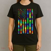 Autism Awareness Colorful Puzzle Flag T-Shirt thumb 4