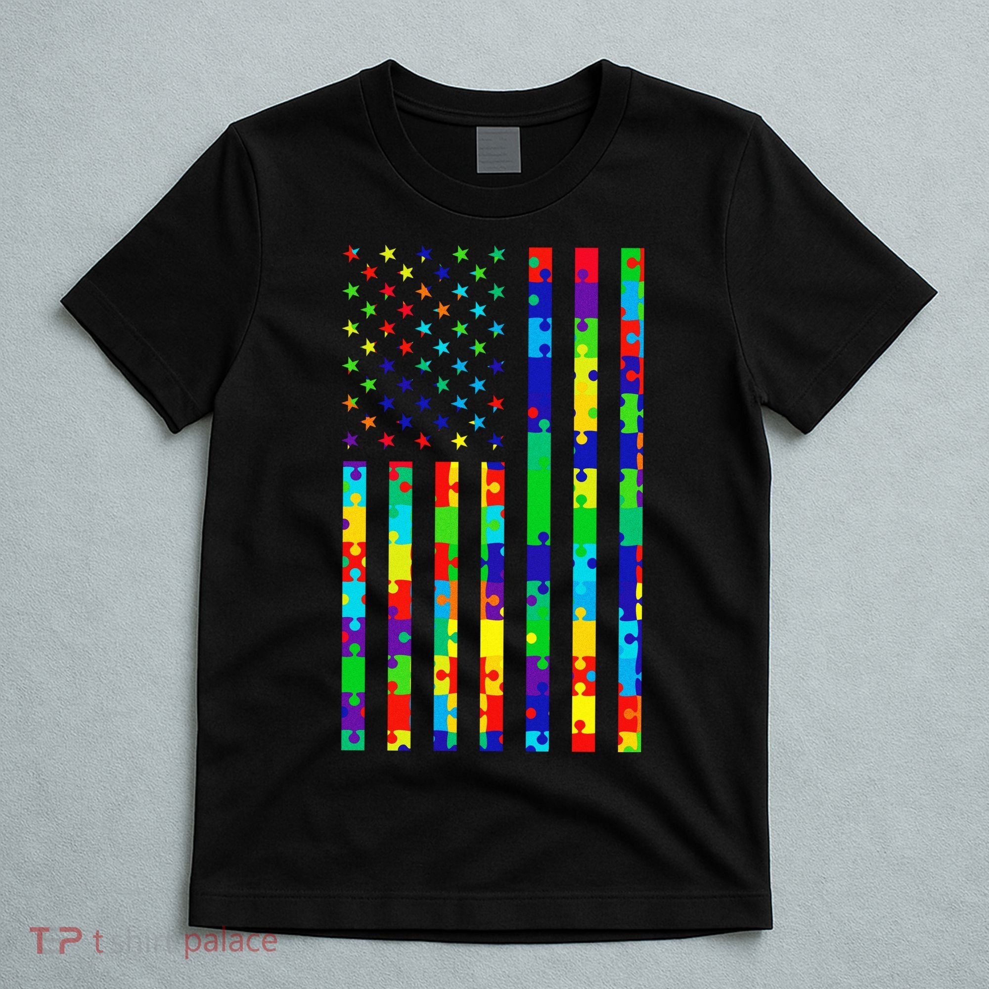 Autism Awareness Colorful Puzzle Flag T-Shirt