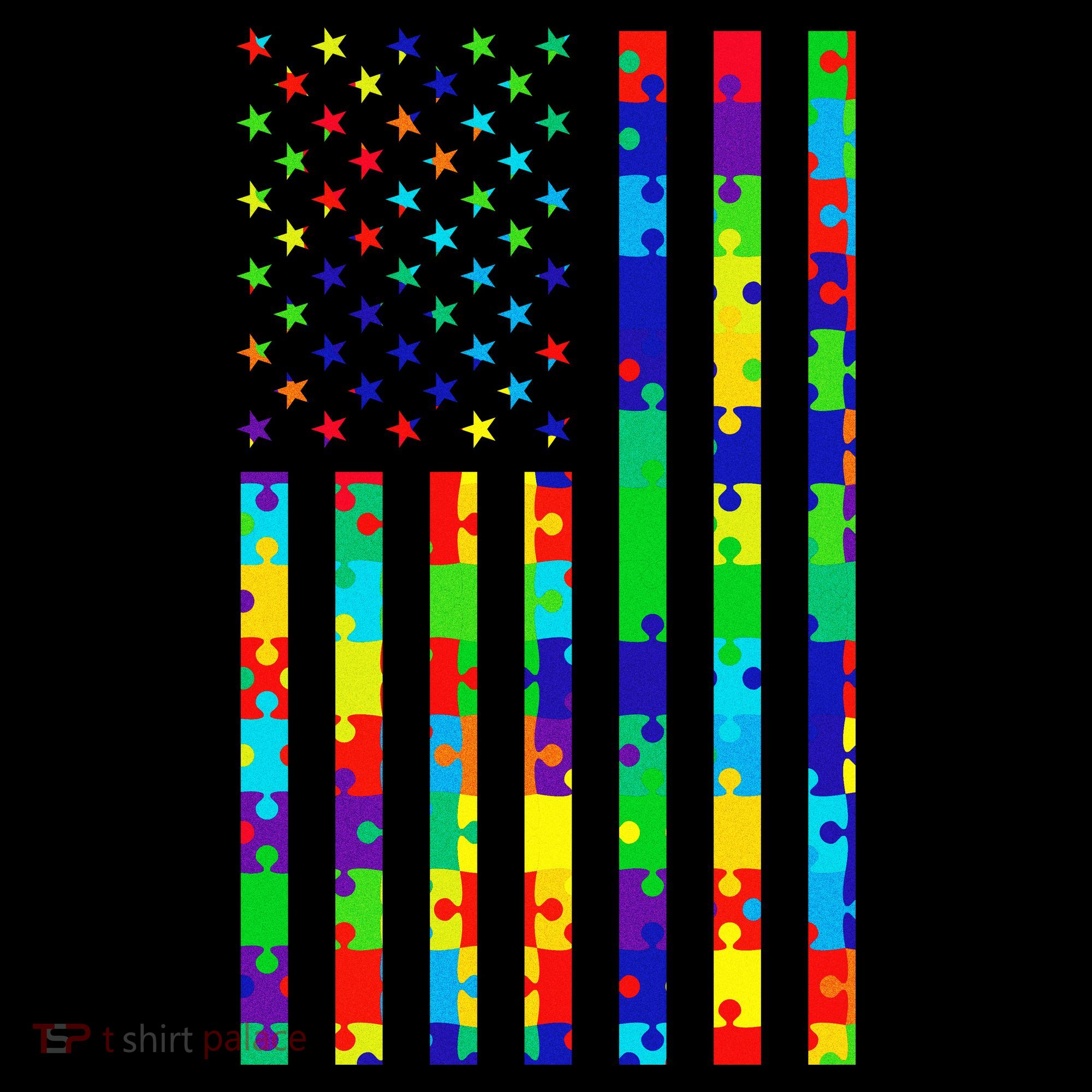 Autism Awareness Colorful Puzzle Flag T-Shirt