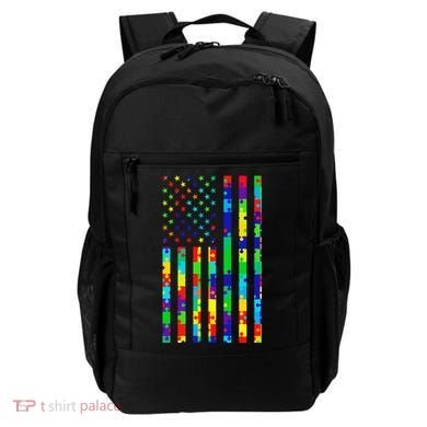Autism Awareness Colorful Puzzle Flag Backpack
