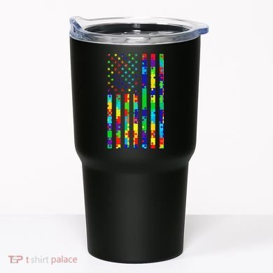 Autism Awareness Colorful Puzzle Flag Tumbler