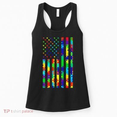 Autism Awareness Colorful Puzzle Flag Women's Tank Top