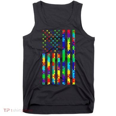 Autism Awareness Colorful Puzzle Flag Tank Top