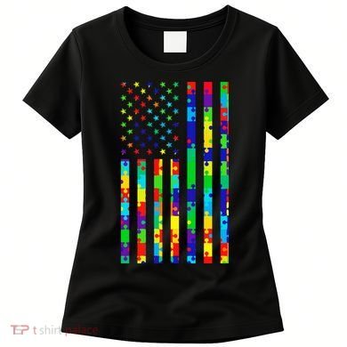 Autism Awareness Colorful Puzzle Flag Women's T-Shirt