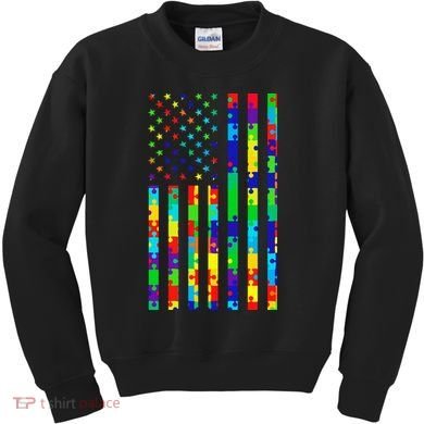 Autism Awareness Colorful Puzzle Flag Kids Sweatshirt