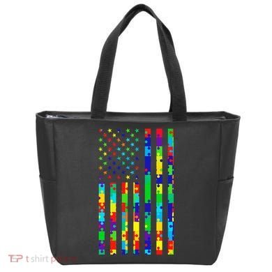 Autism Awareness Colorful Puzzle Flag Tote Bag