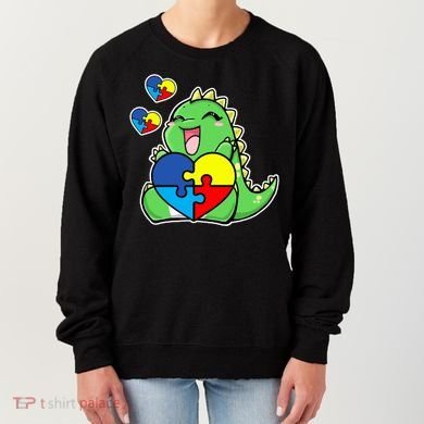 Autism Awareness Cute Dinosaur Puzzle Piece Women's Sweatshirt