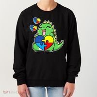 Autism Awareness Cute Dinosaur Puzzle Piece Women's Sweatshirt thumb 0