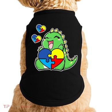Autism Awareness Cute Dinosaur Puzzle Piece Doggie Tank