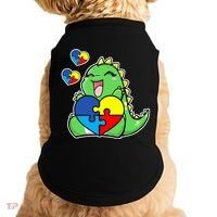 Autism Awareness Cute Dinosaur Puzzle Piece Doggie Tank thumb 0
