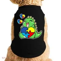 Autism Awareness Cute Dinosaur Puzzle Piece Doggie Tank thumb 0