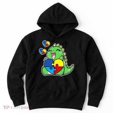 Autism Awareness Cute Dinosaur Puzzle Piece Hoodie