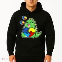 Autism Awareness Cute Dinosaur Puzzle Piece Hoodie thumb 2